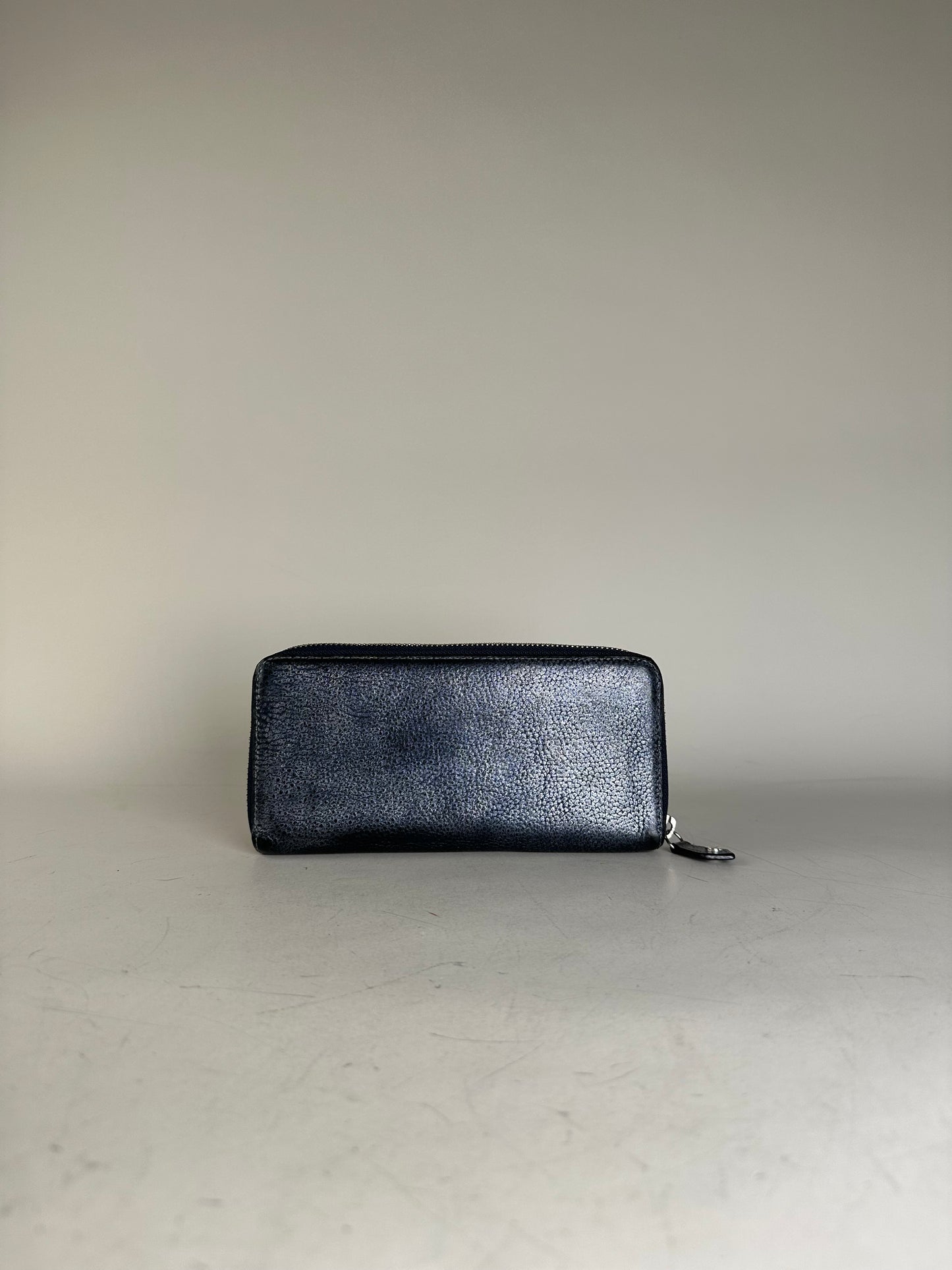 Vintage Vivienne Westwood Leather Long Wallet Navy Silver