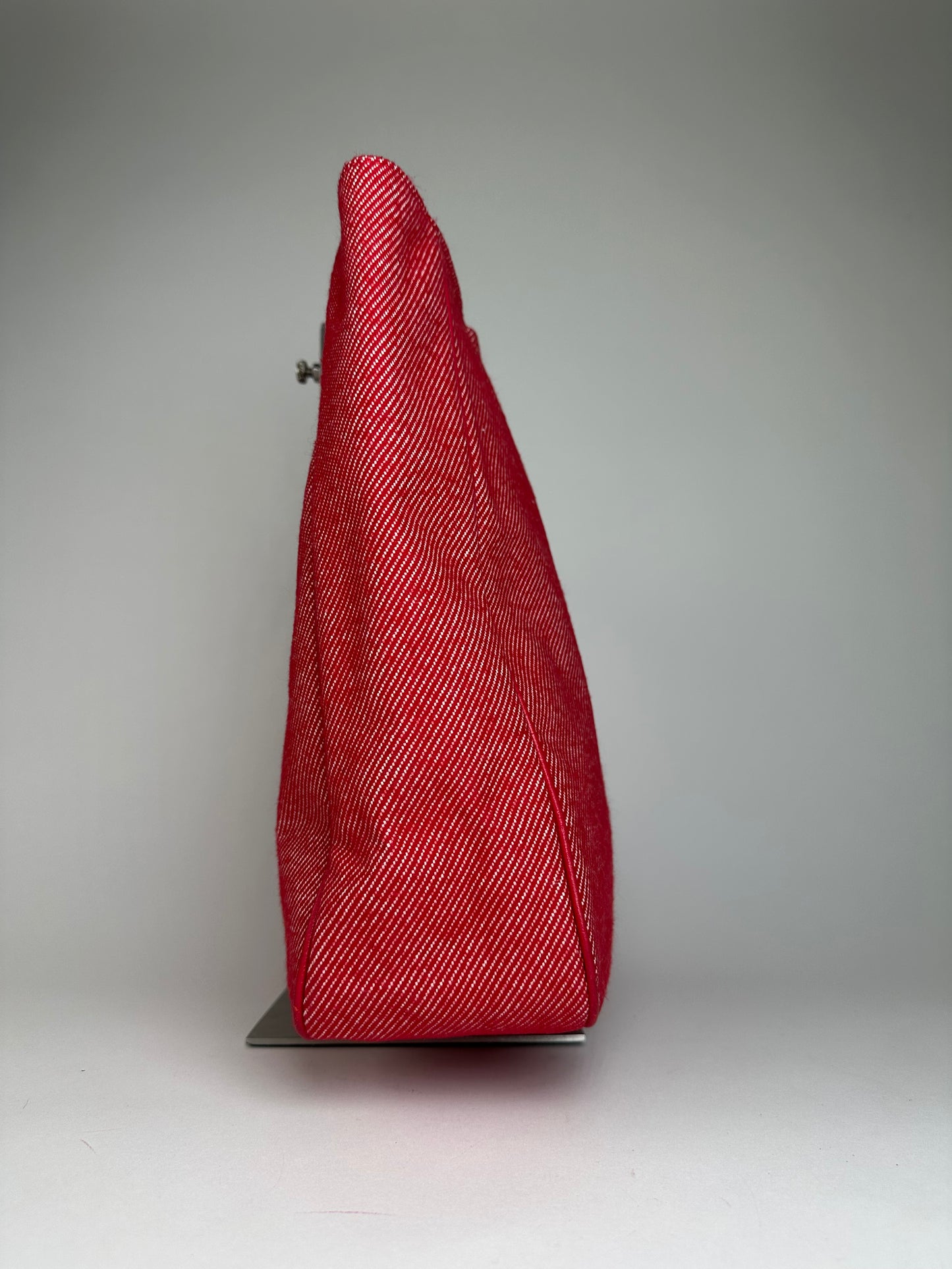 Vintage Courreges Denim Tote Bag Red