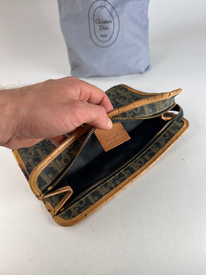 Vintage Dior Oblique Monogram Clutch Black camel