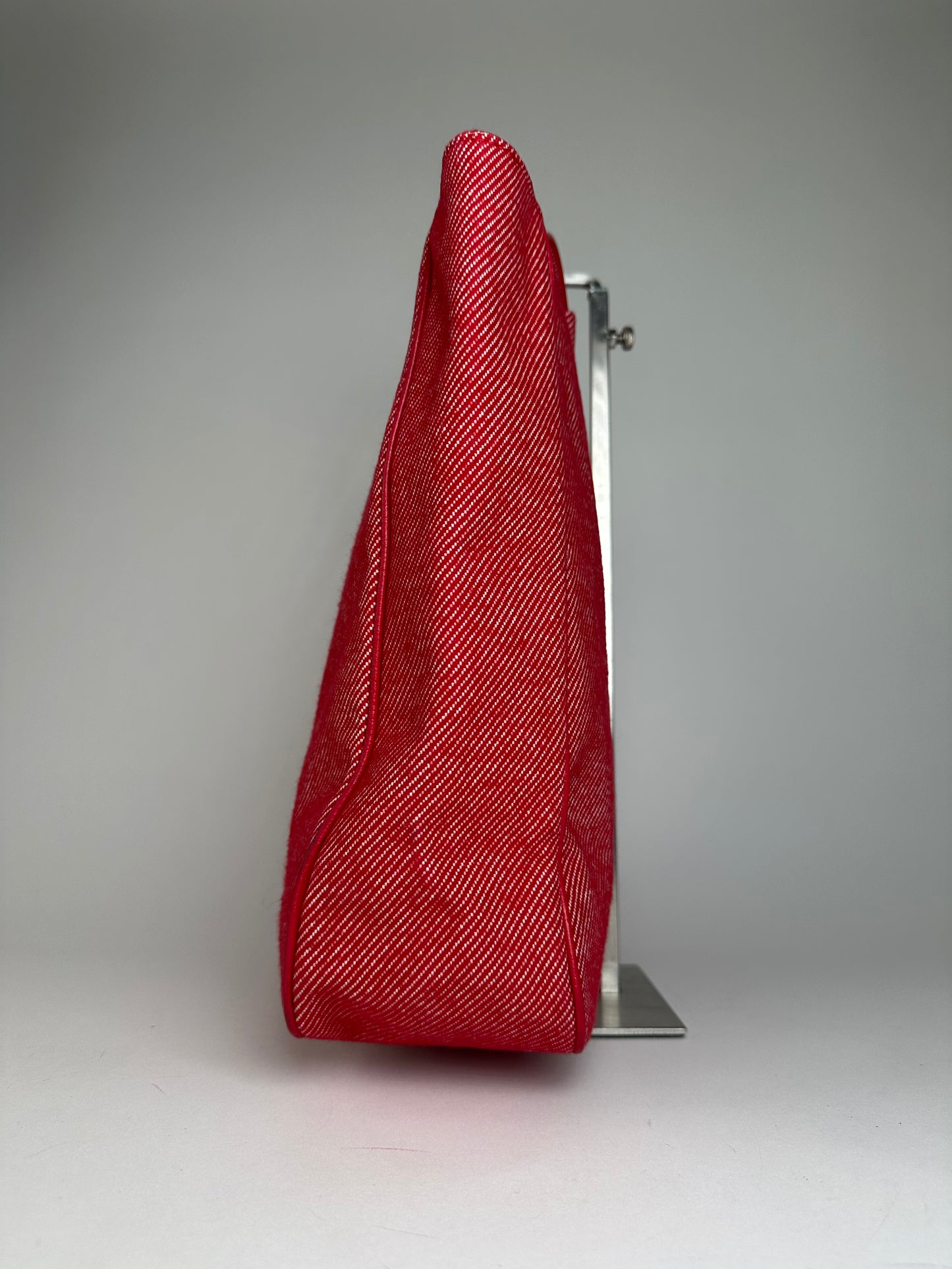 Vintage Courreges Denim Tote Bag Red