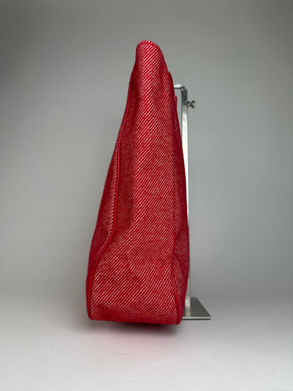 Vintage Courreges Denim Tote Bag Red