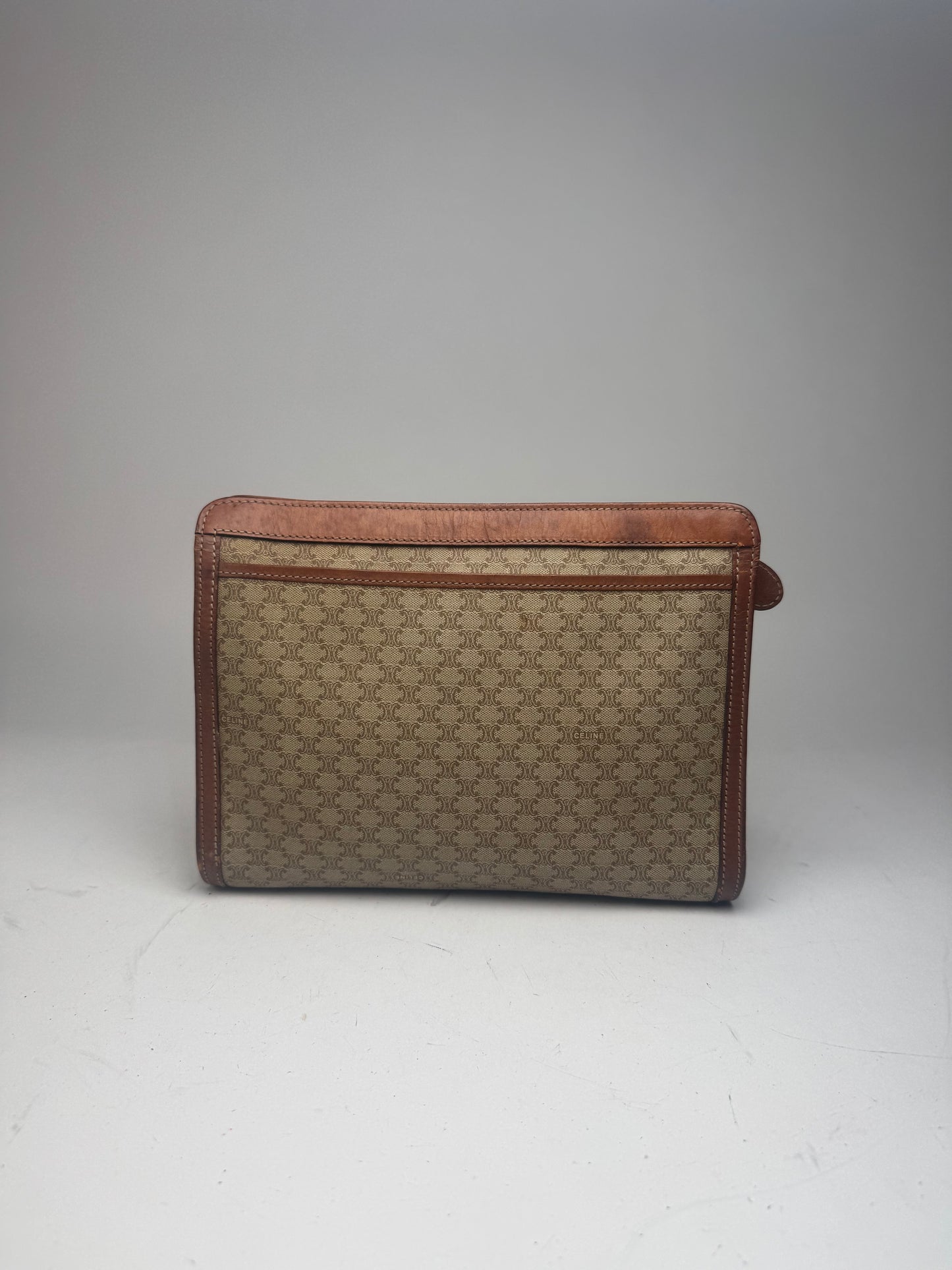 Vintage Celine Paris Leather Clutch beige brown