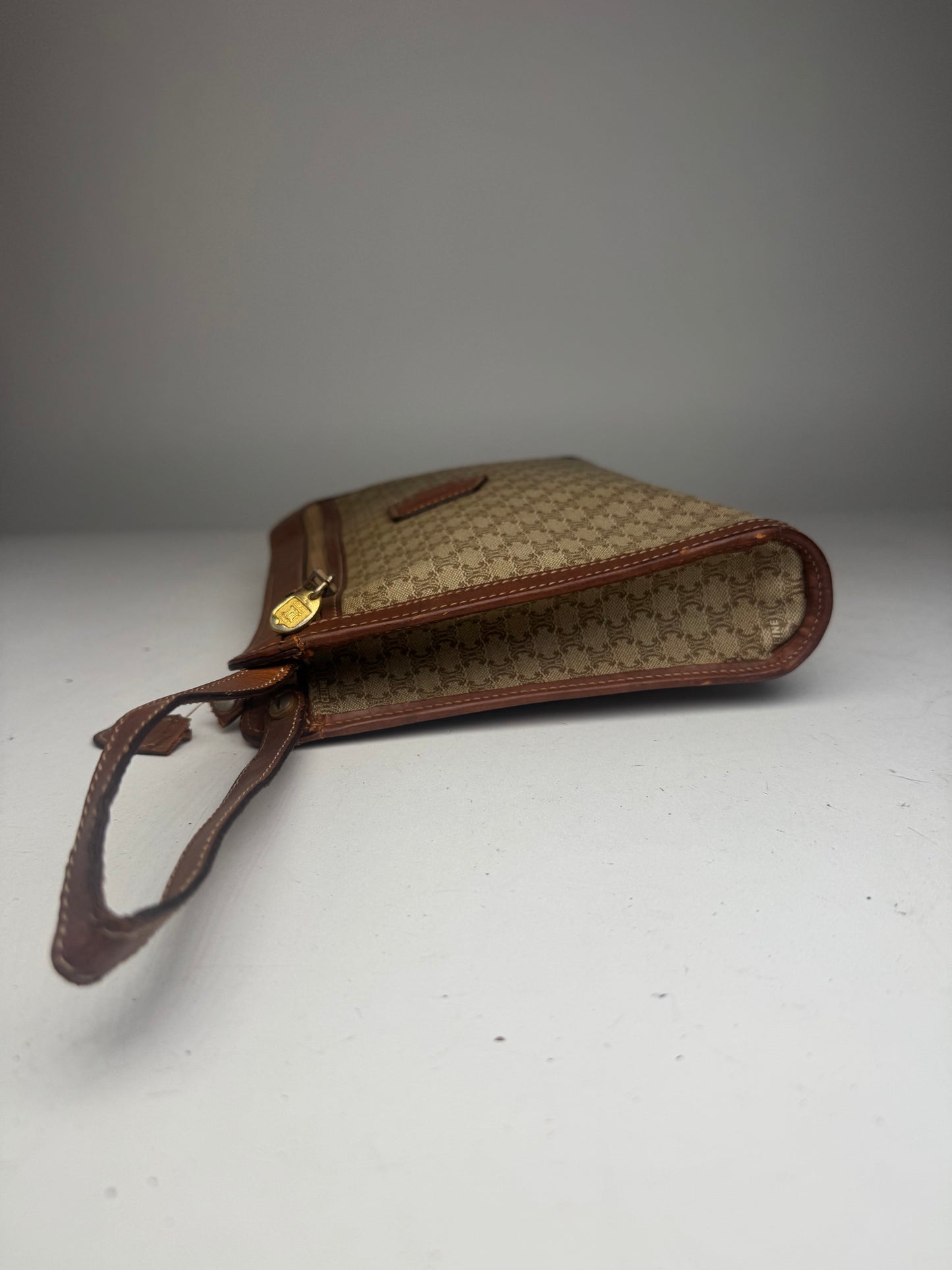 Vintage Celine Paris Leather Clutch beige brown