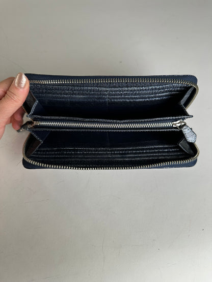 Vintage Vivienne Westwood Leather Long Wallet Navy Silver