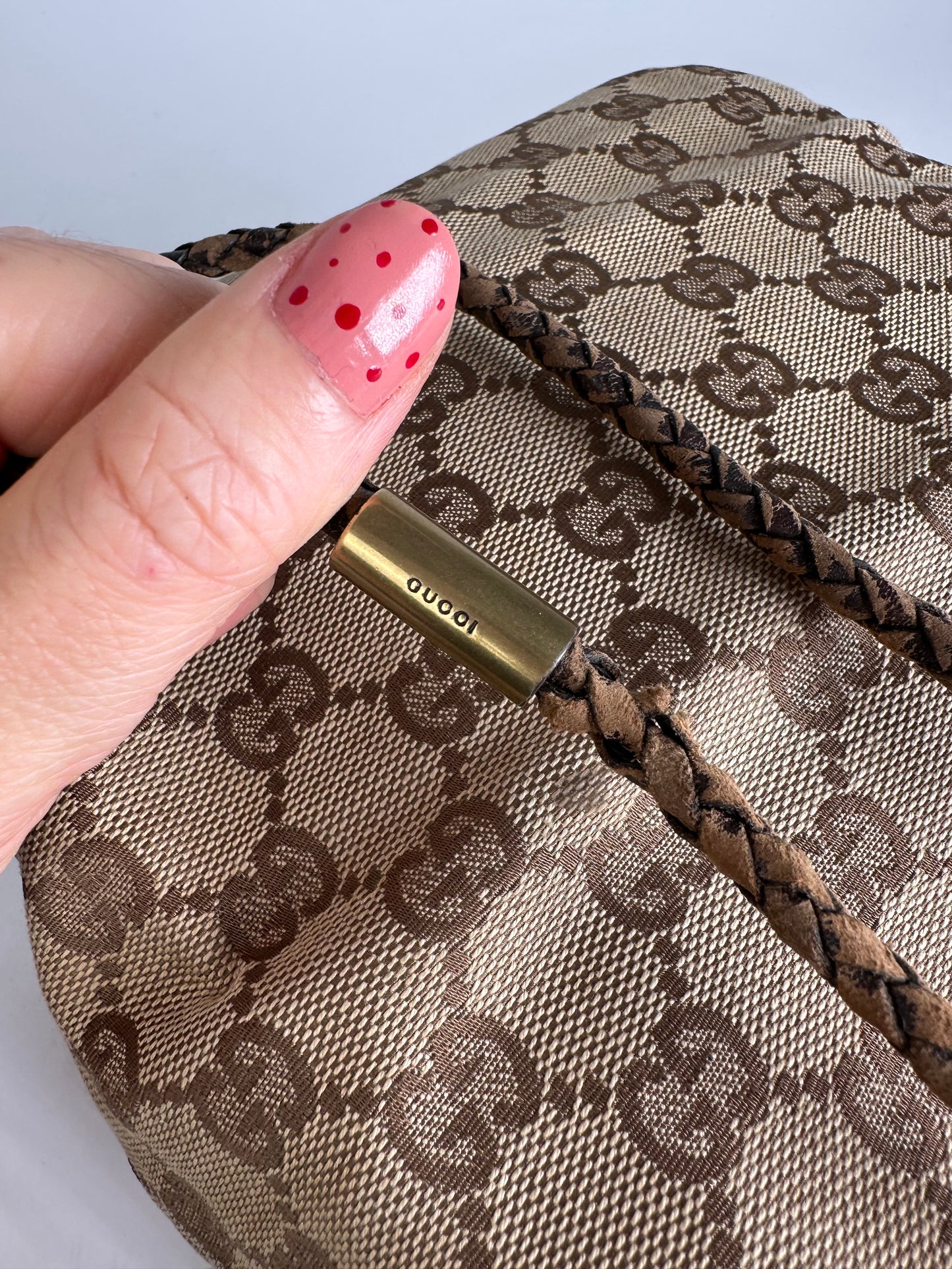 Vintage Gucci Monogram Bucket Bag Beige Brown