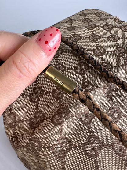 Vintage Gucci Monogram Bucket Bag Beige Brown