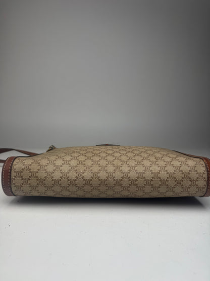 Vintage Celine Paris Leather Clutch beige brown