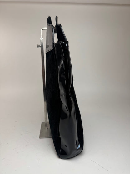 Sac fourre-tout vintage en cuir verni suédé Gucci noir