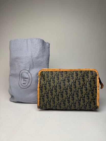 Vintage Dior Oblique Monogram Clutch Black camel