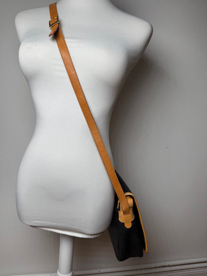 Vintage Courreges Leather Shoulder Crossbody bag Black Brown