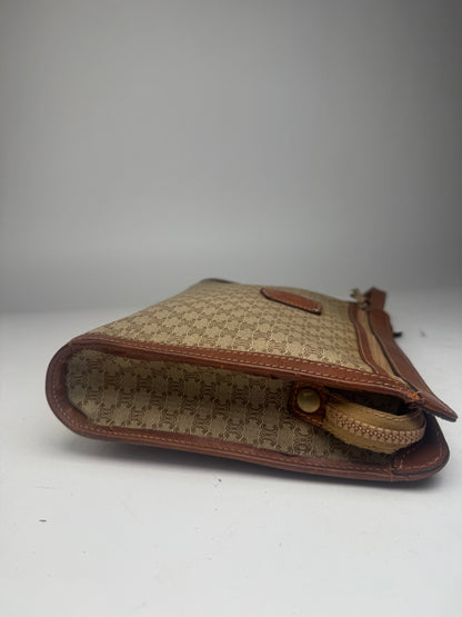 Vintage Celine Paris Leather Clutch beige brown