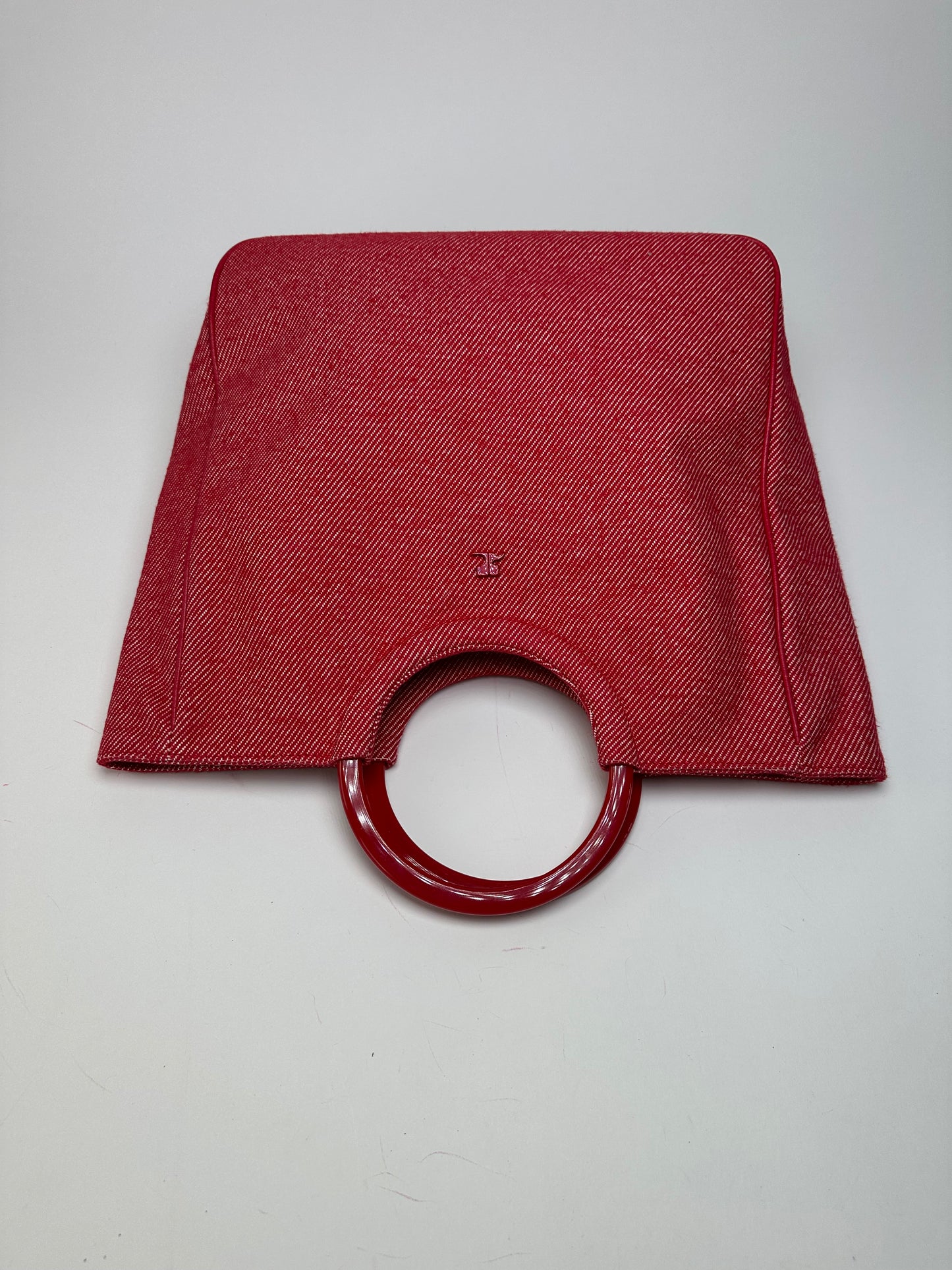 Vintage Courreges Denim Tote Bag Red
