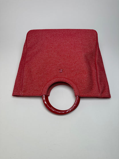 Vintage Courreges Denim Tote Bag Red