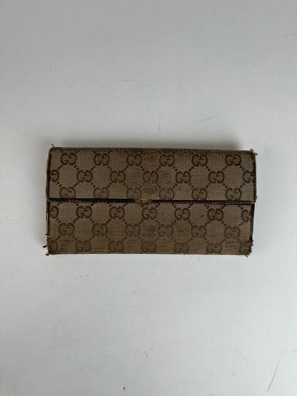 Vintage Gucci Monogramm Leather Wallet Beige