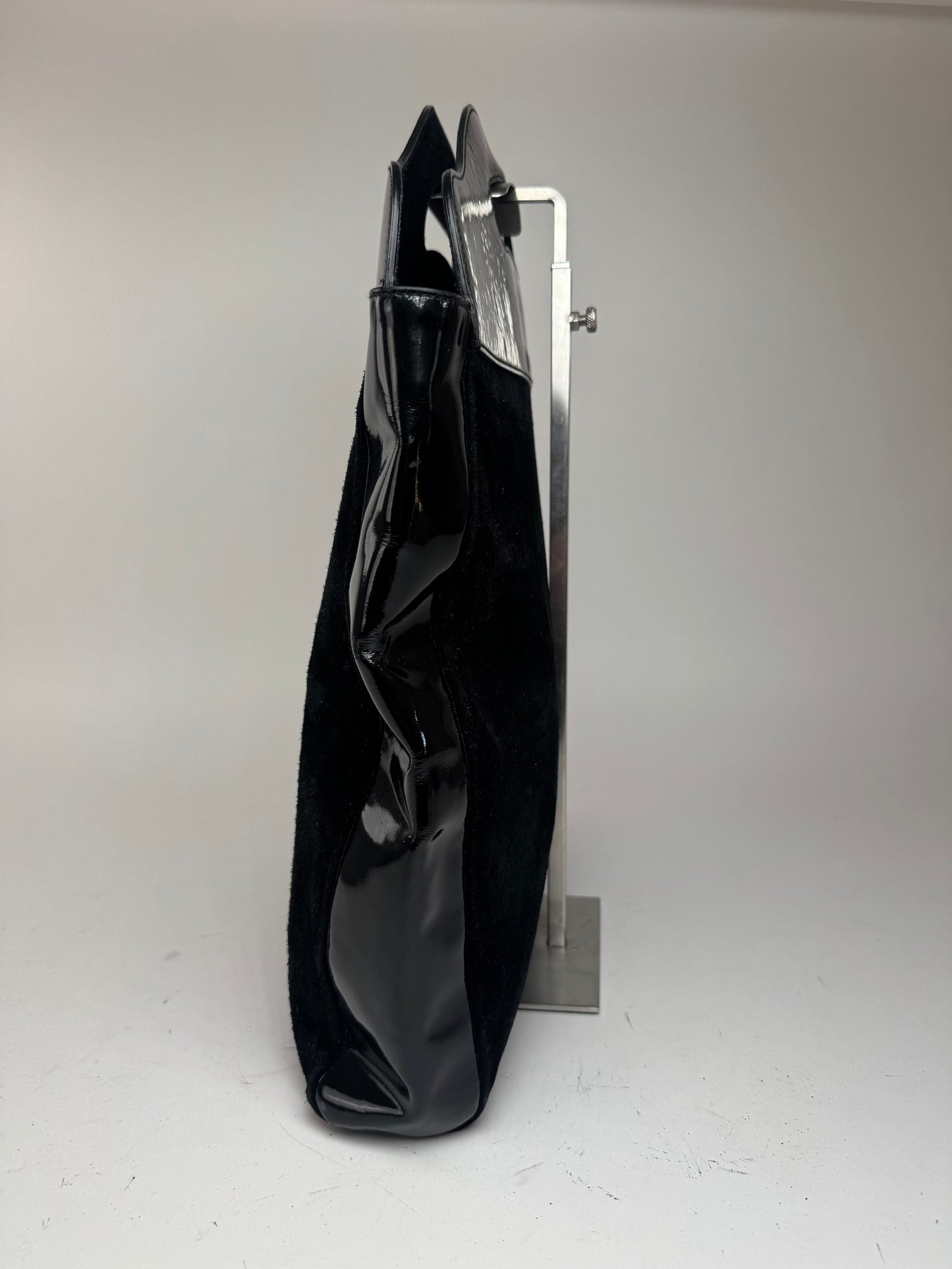 Sac fourre-tout vintage en cuir verni suédé Gucci noir