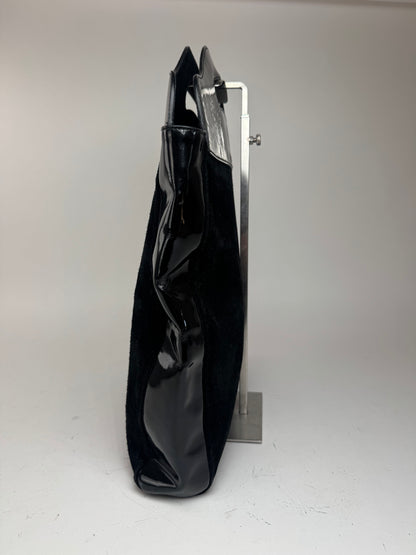 Sac fourre-tout vintage en cuir verni suédé Gucci noir