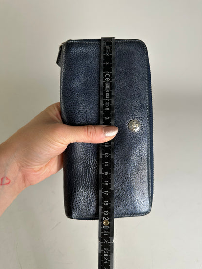Vintage Vivienne Westwood Leather Long Wallet Navy Silver
