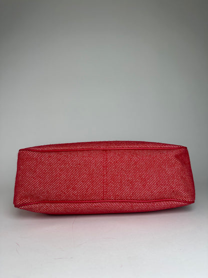 Vintage Courreges Denim Tote Bag Red