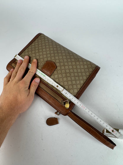 Vintage Celine Paris Leather Clutch beige brown