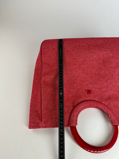 Vintage Courreges Denim Tote Bag Red