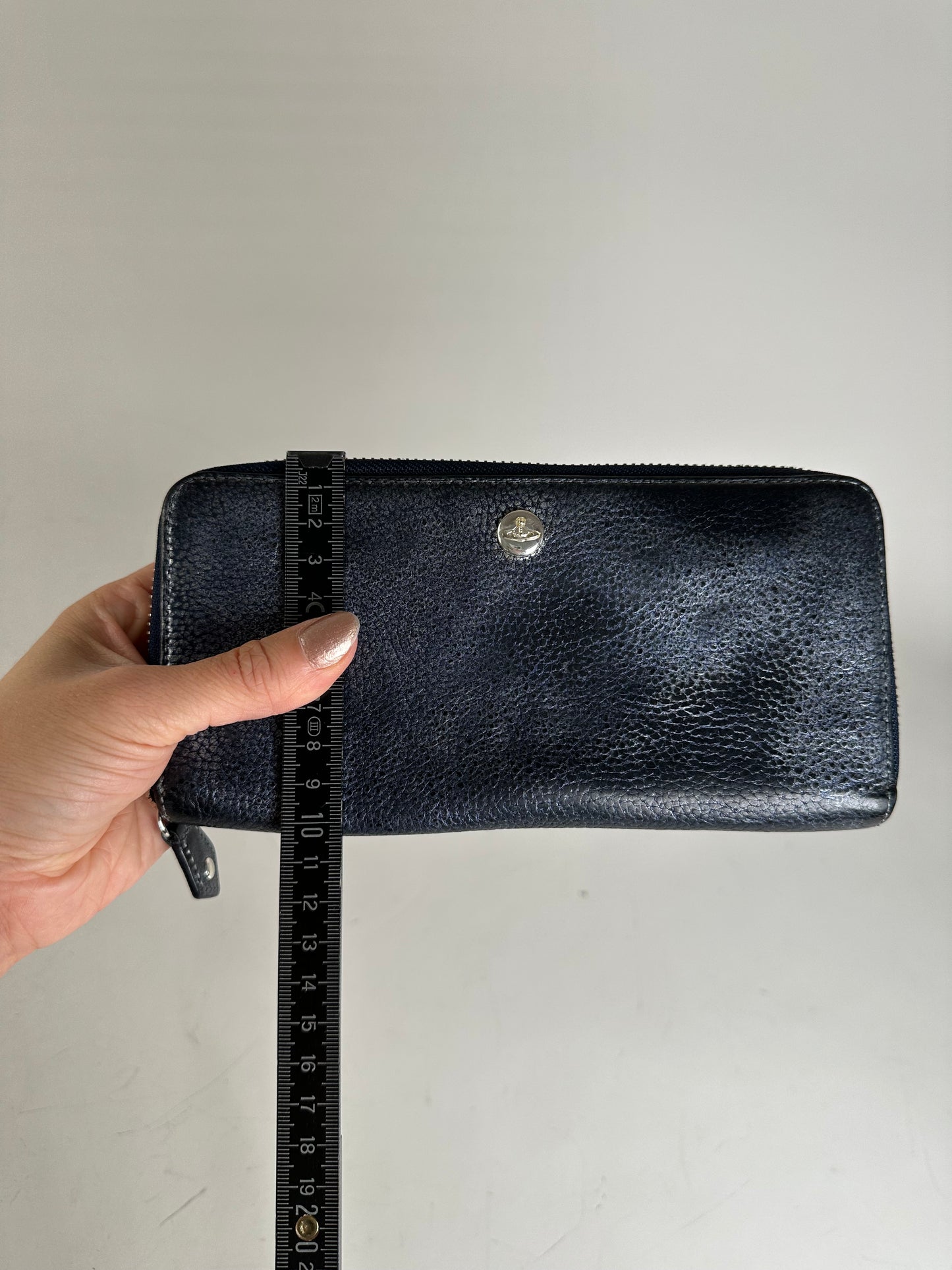 Vintage Vivienne Westwood Leather Long Wallet Navy Silver