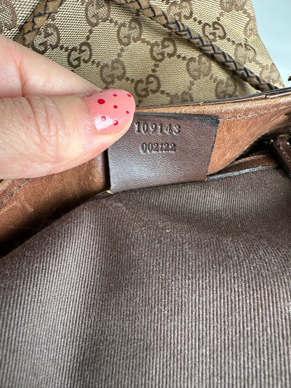 Vintage Gucci Monogram Bucket Bag Beige Brown