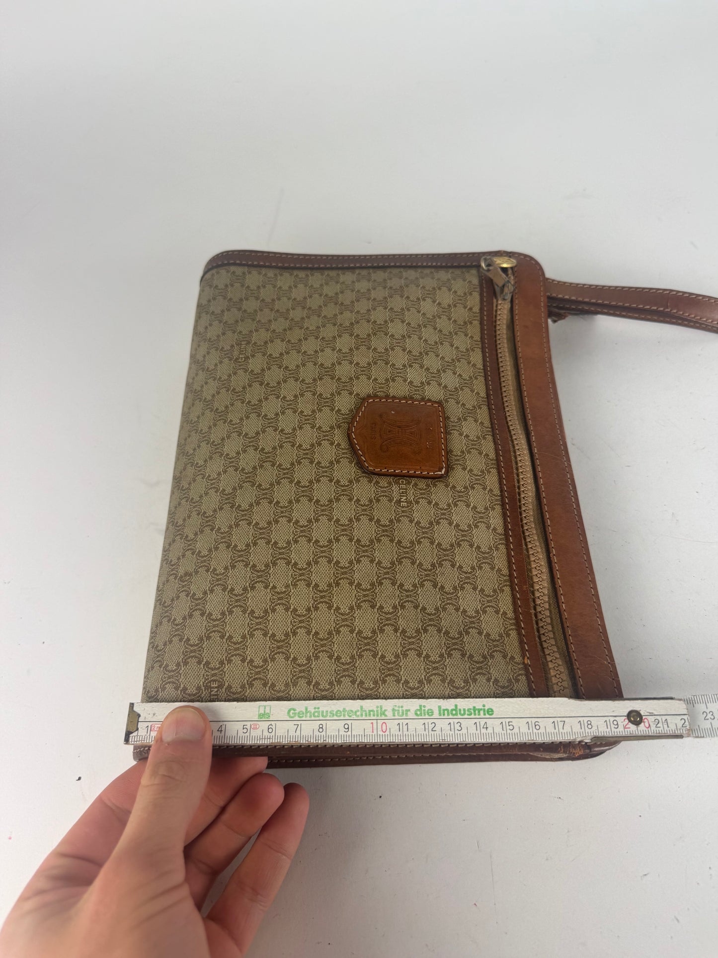 Vintage Celine Paris Leather Clutch beige brown