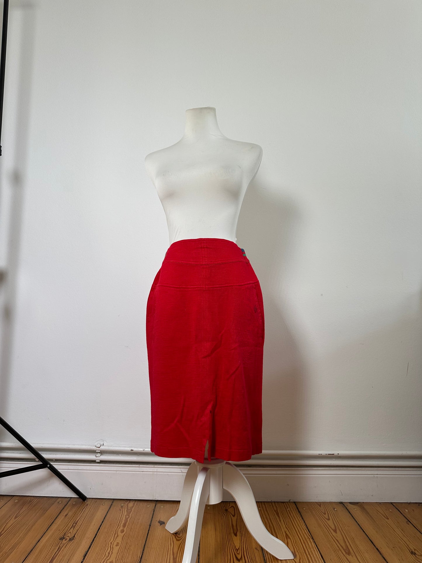 Vintage Dior Red Cotton Blend Skirt L