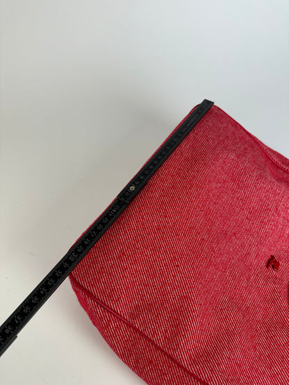 Vintage Courreges Denim Tote Bag Red