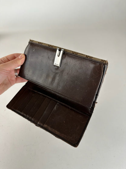 Vintage Gucci Monogramm Leather Wallet Beige