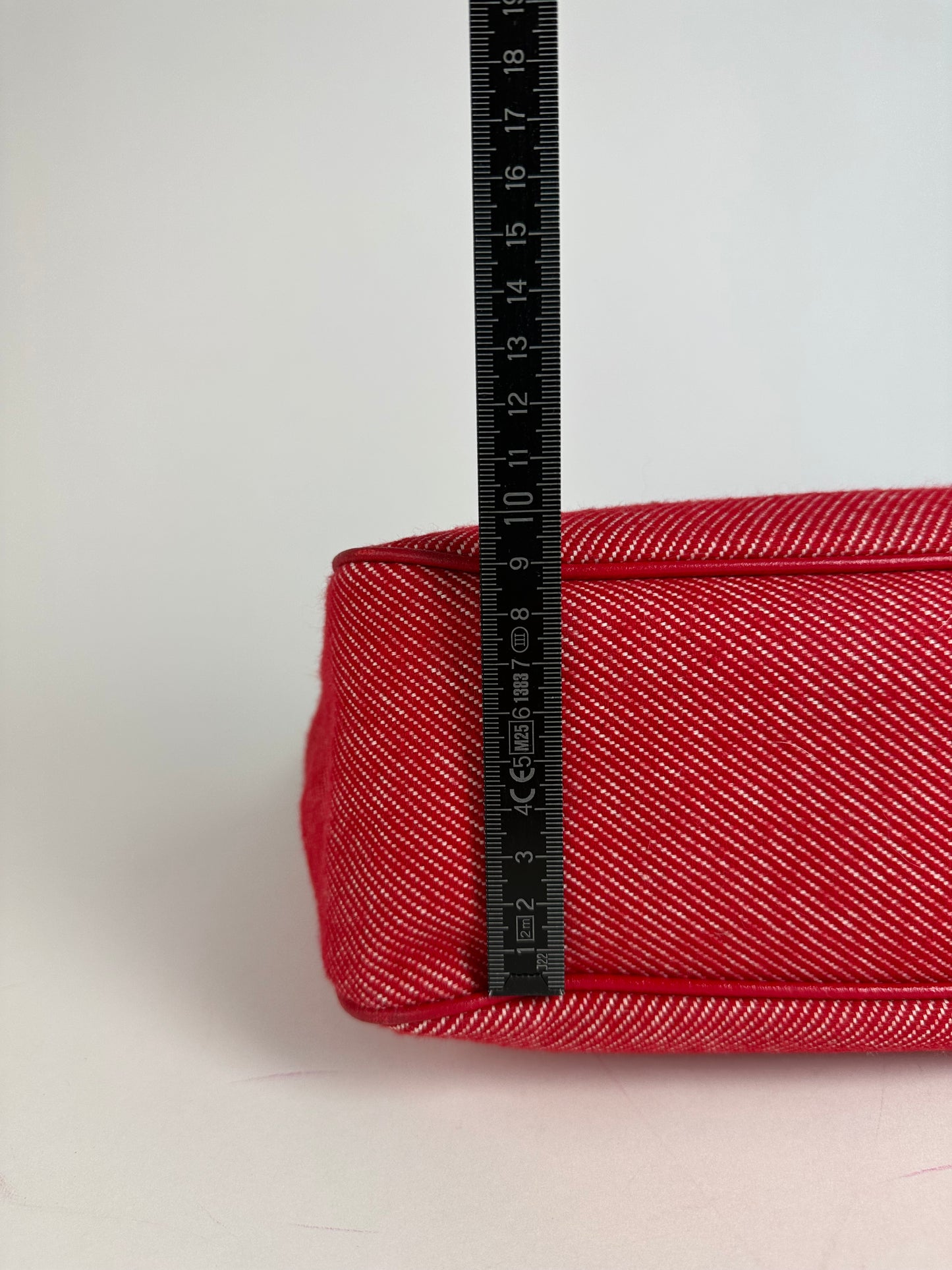 Vintage Courreges Denim Tote Bag Red