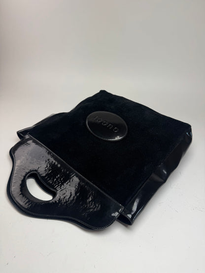 Sac fourre-tout vintage en cuir verni suédé Gucci noir