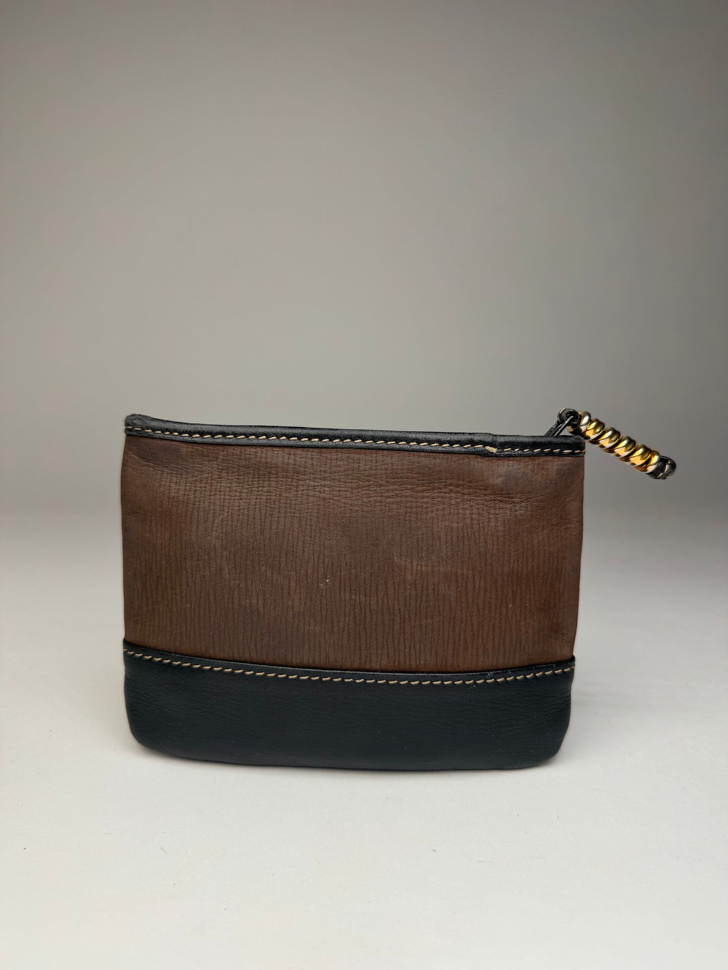 Vintage Loewe Madrid Leather Suede Card Holder Purse black Brown