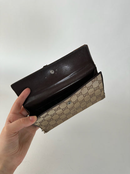 Vintage Gucci Monogramm Leather Wallet Beige