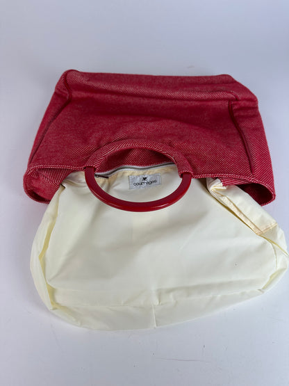 Vintage Courreges Denim Tote Bag Red