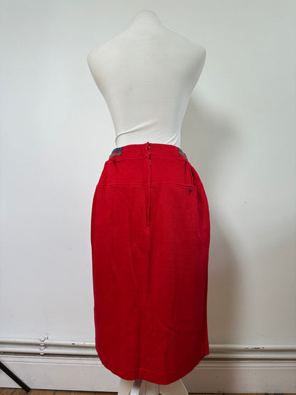 Vintage Dior Red Cotton Blend Skirt L