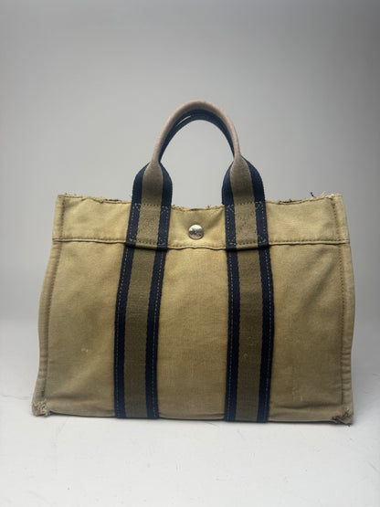 Vintage Hermes Mini Tote Bag green navy
