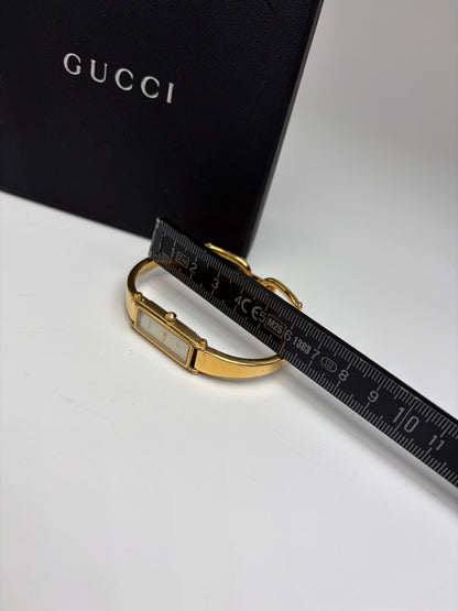 Vintage Gucci Logo Enamel Bracelet Watch Gold