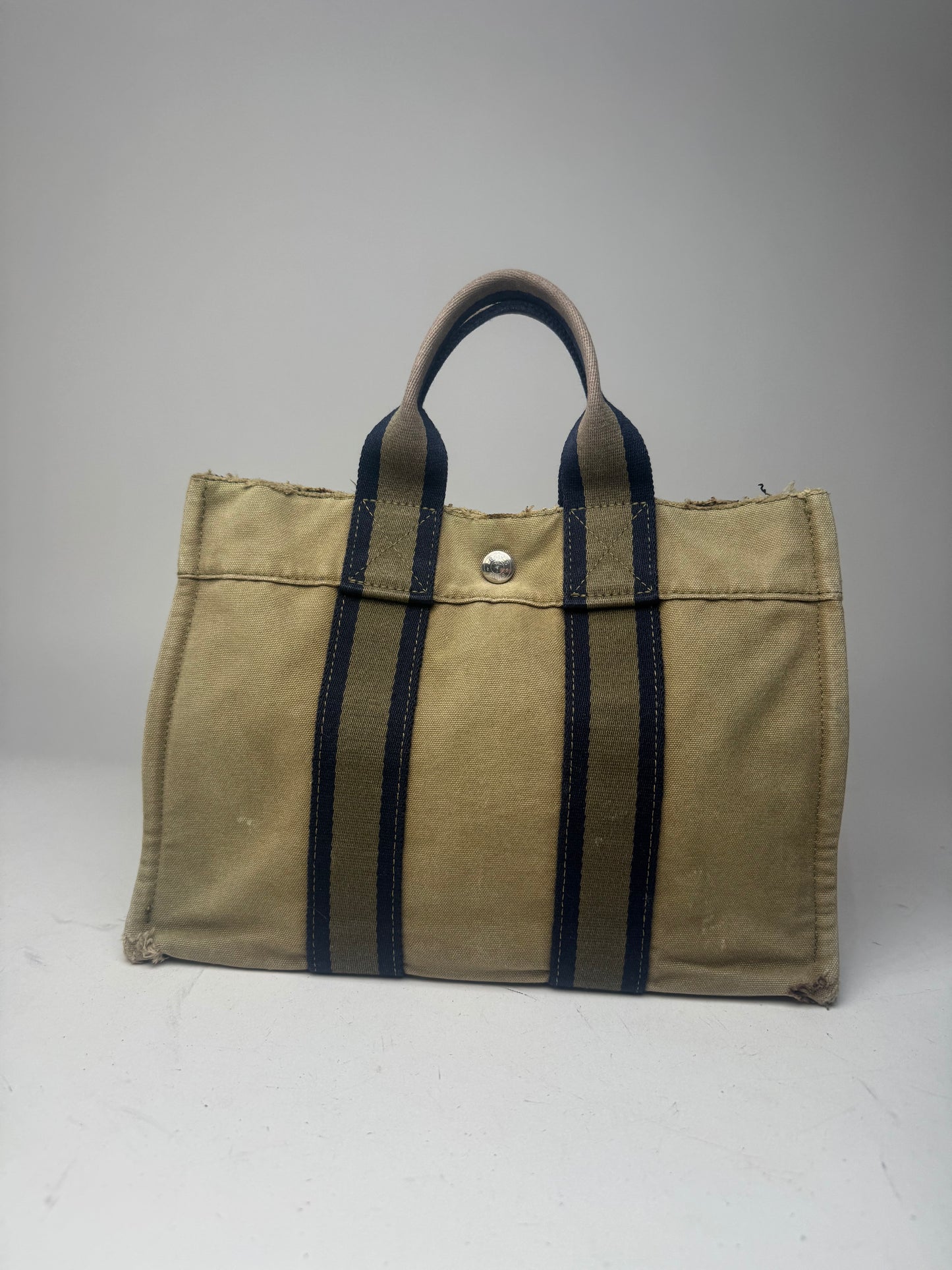 Vintage Hermes Mini Tote Bag green navy