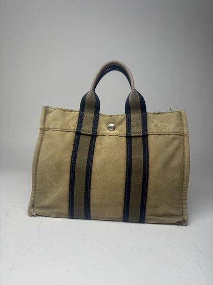 Vintage Hermes Mini Tote Bag green navy