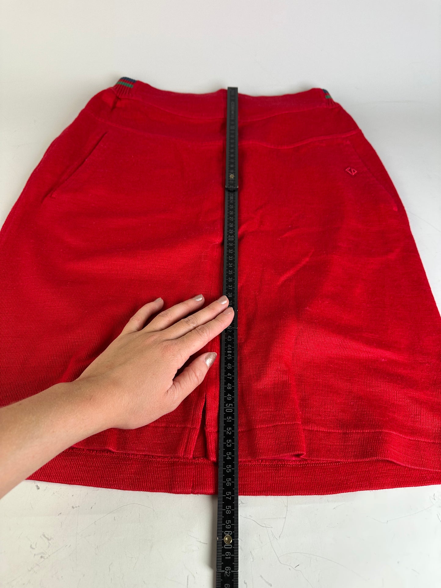 Vintage Dior Red Cotton Blend Skirt L