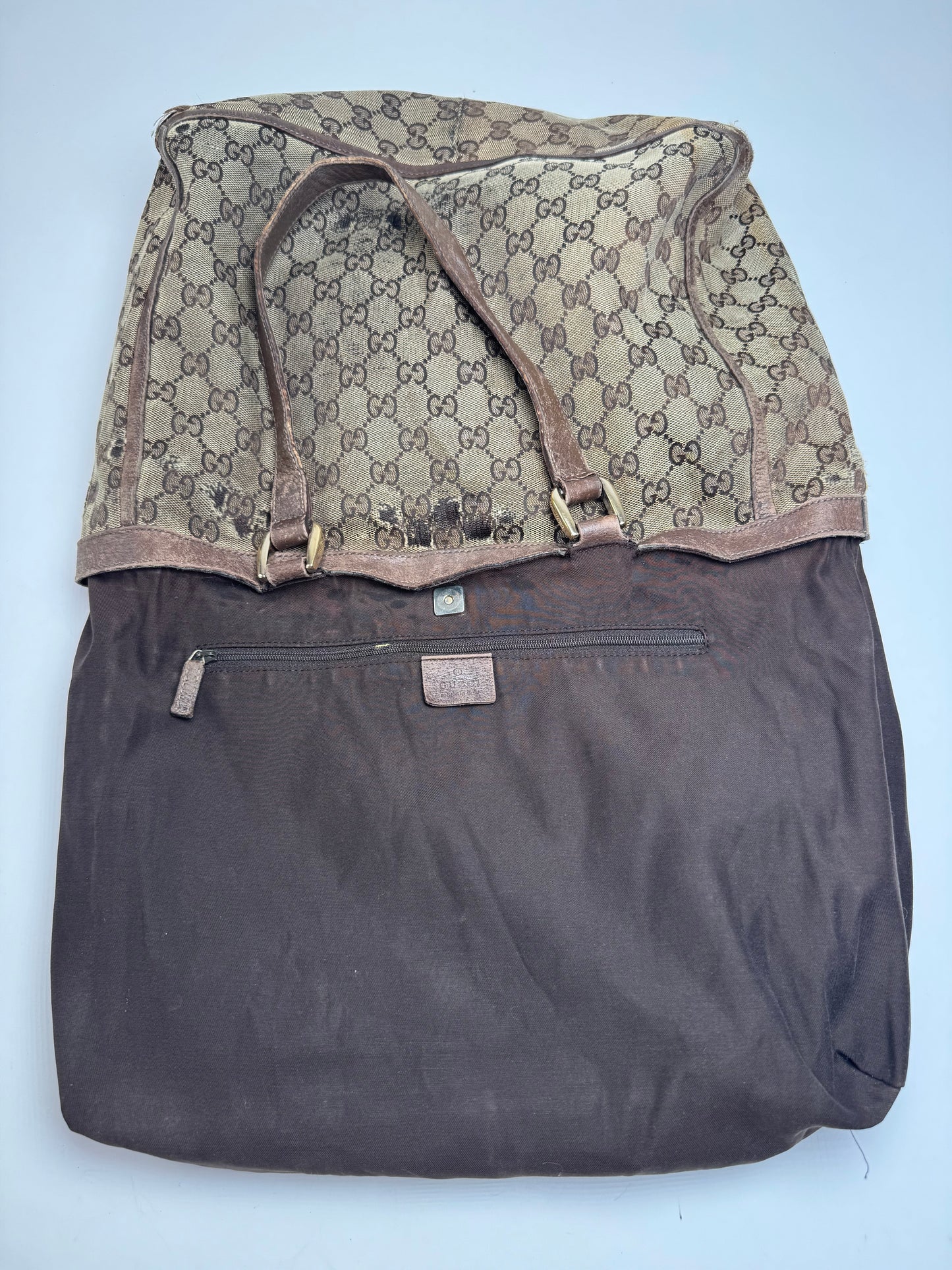 Vintage Gucci Monogram Handbag Beige Brown