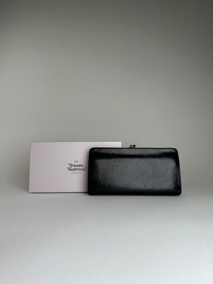 Vintage Vivienne Westwood Leather Wallet Black Silver