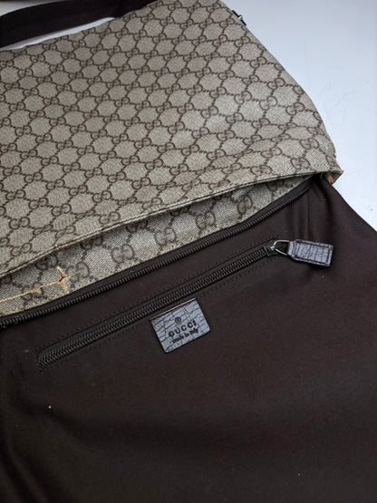 Vintage Gucci GG Supreme Shoulder Bag Beige Brown