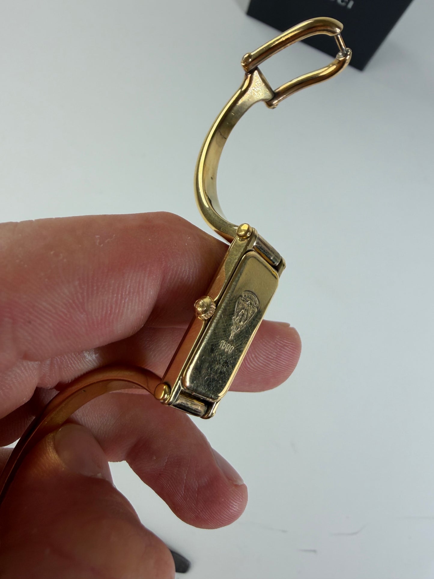 Vintage Gucci Logo Enamel Bracelet Watch Gold