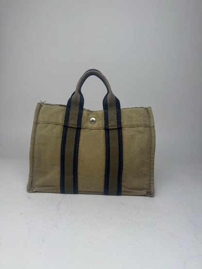Vintage Hermes Mini Tote Bag green navy