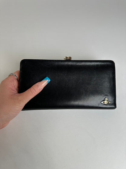Vintage Vivienne Westwood Leather Wallet Black Silver