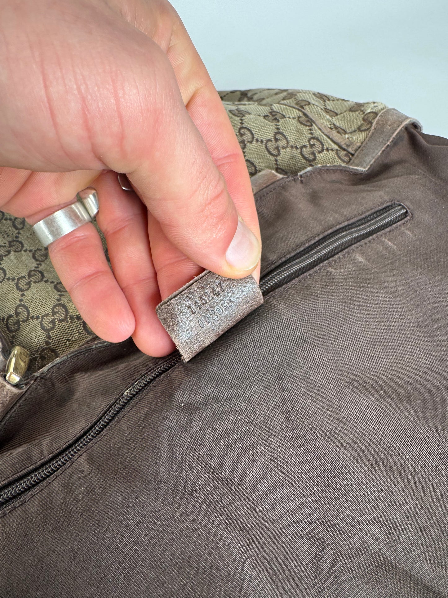 Vintage Gucci Monogram Handbag Beige Brown