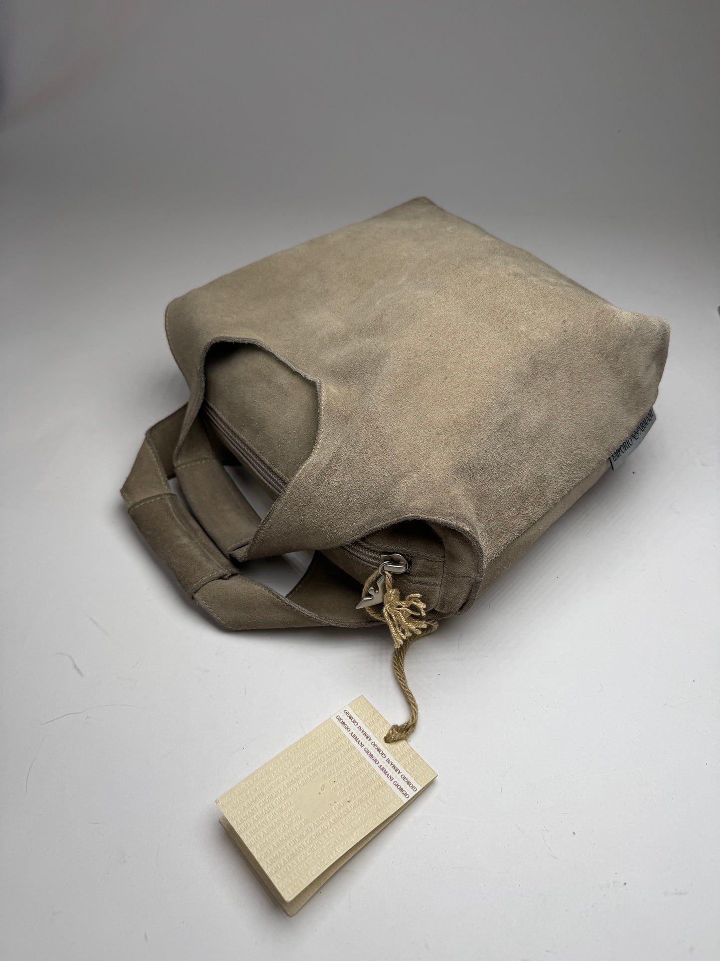 Vintage Emporio Armani Suede Leather bag beige
