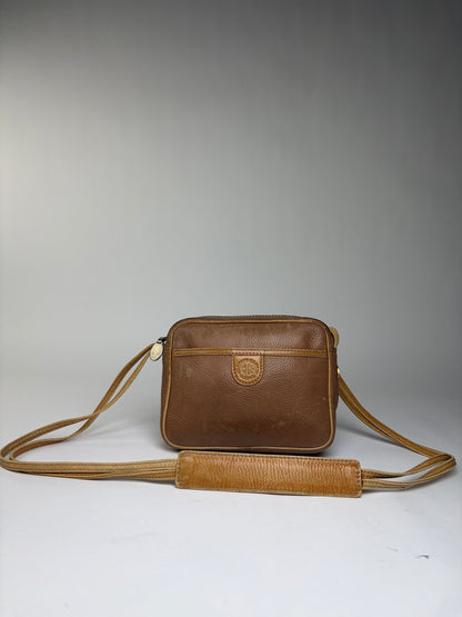 Vintage Loewe Pebbled Leather Flap Crossbody Bag Late 1970s Tan